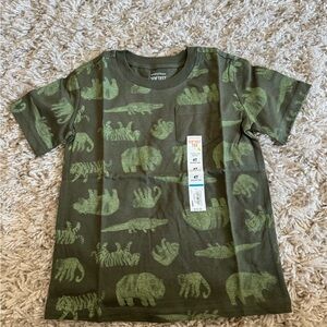 Jumping Beans Olive Kids T-Shirt with Animal Print